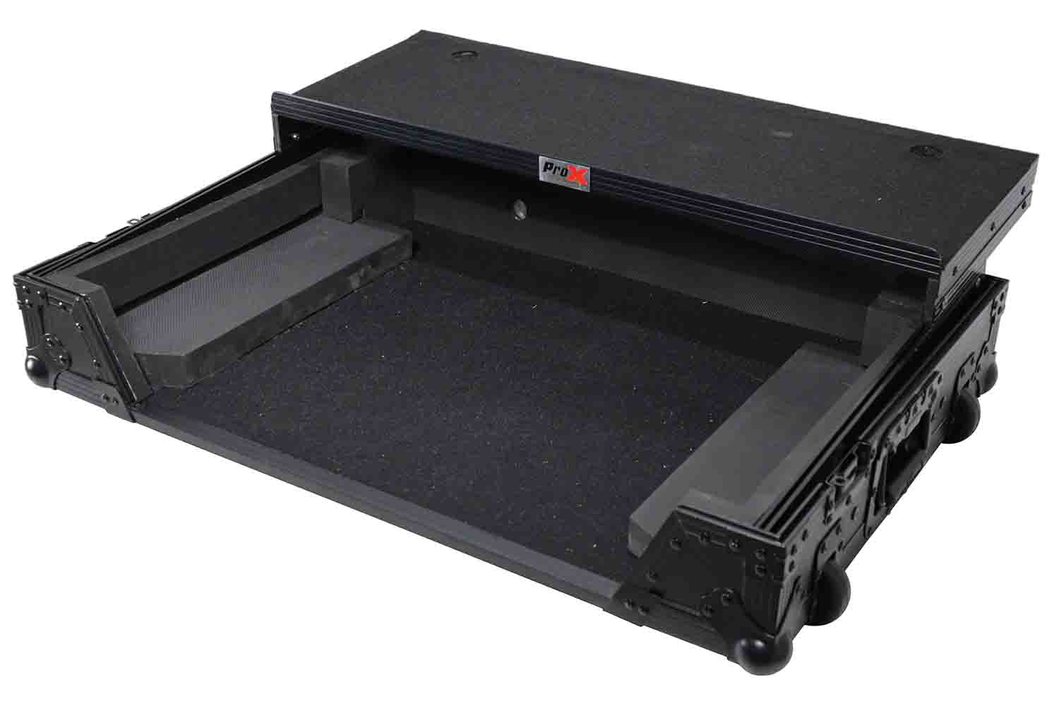 ProX XS-PRIME4 WLTBL Flight Case for Denon Prime 4 DJ Controller with Sliding Laptop Shelf - Black Finish - Hollywood DJ