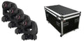 Encore Pro Lighting 4pk AuraBeam 230 w/ Roadcase - 230w Osram Short Arc Discharge Moving Head Beam w/ ArtNet and 5 Pin DMX - Hollywood DJ