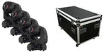 Encore Pro Lighting 4pk AuraBeam 230 w/ Roadcase - 230w Osram Short Arc Discharge Moving Head Beam w/ ArtNet and 5 Pin DMX - Hollywood DJ