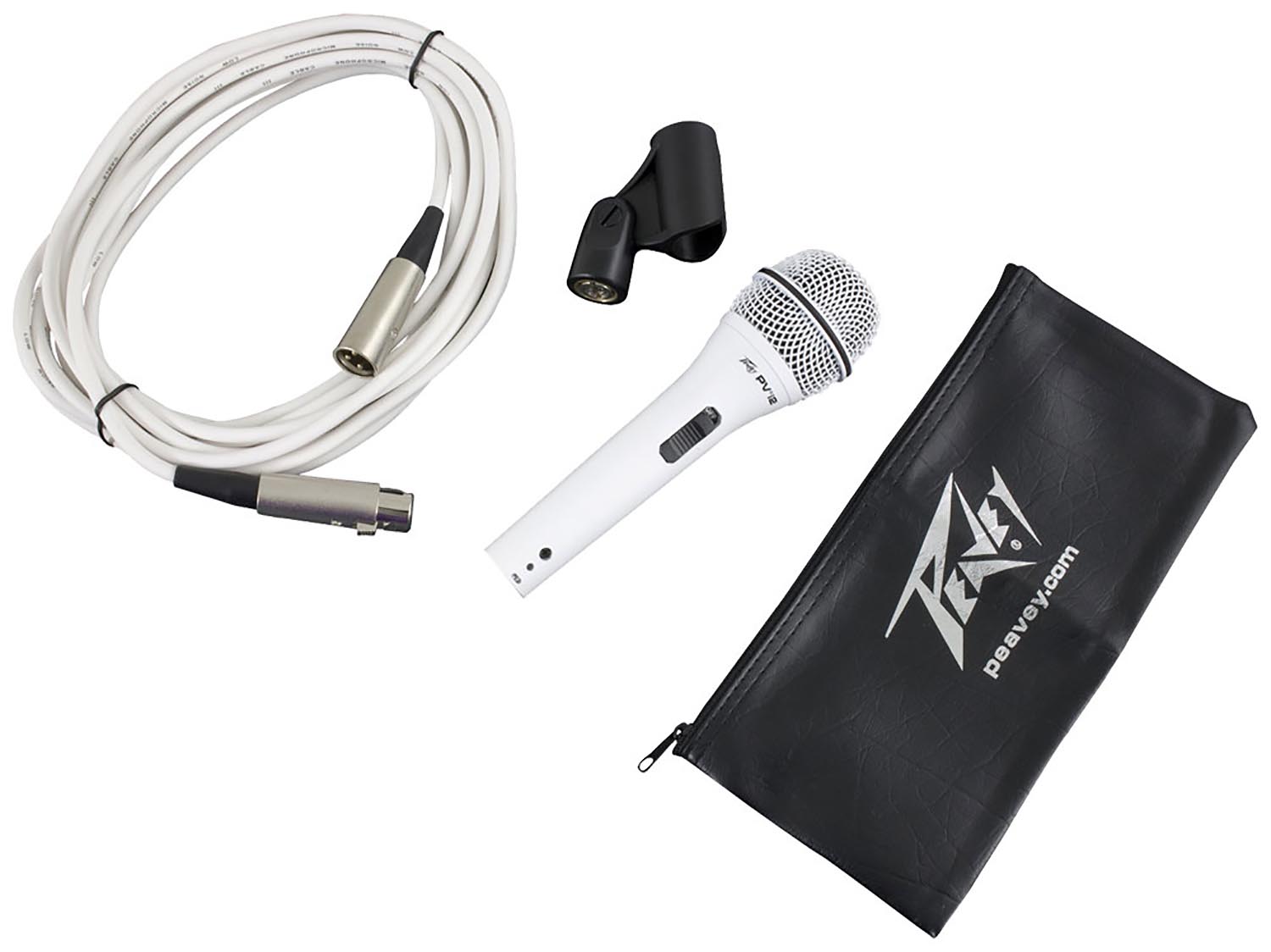 Peavey PVI 2W Cardioid Unidirectional Dynamic Vocal Microphone with XLR Cable - White by Peavey