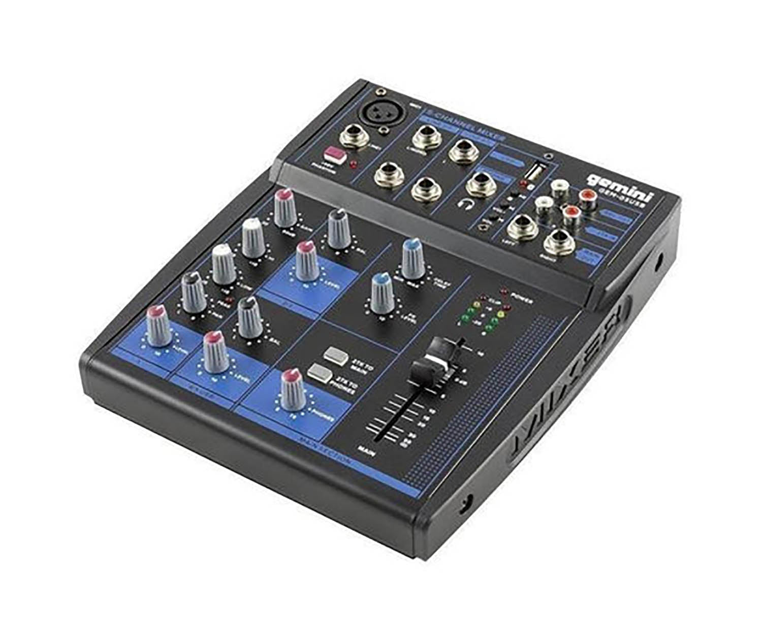 Gemini Sound GEM-05USB, Compact 5-Channel USB Mixer with Bluetooth - Hollywood DJ