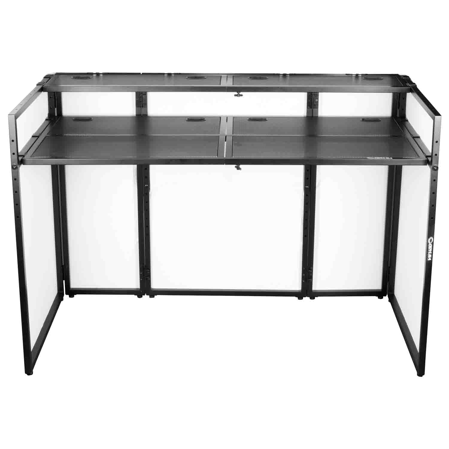 Odyssey Media DJ Booth Package with 65″ Flat Screen TV/Monitor and Sneeze Guard - Hollywood DJ