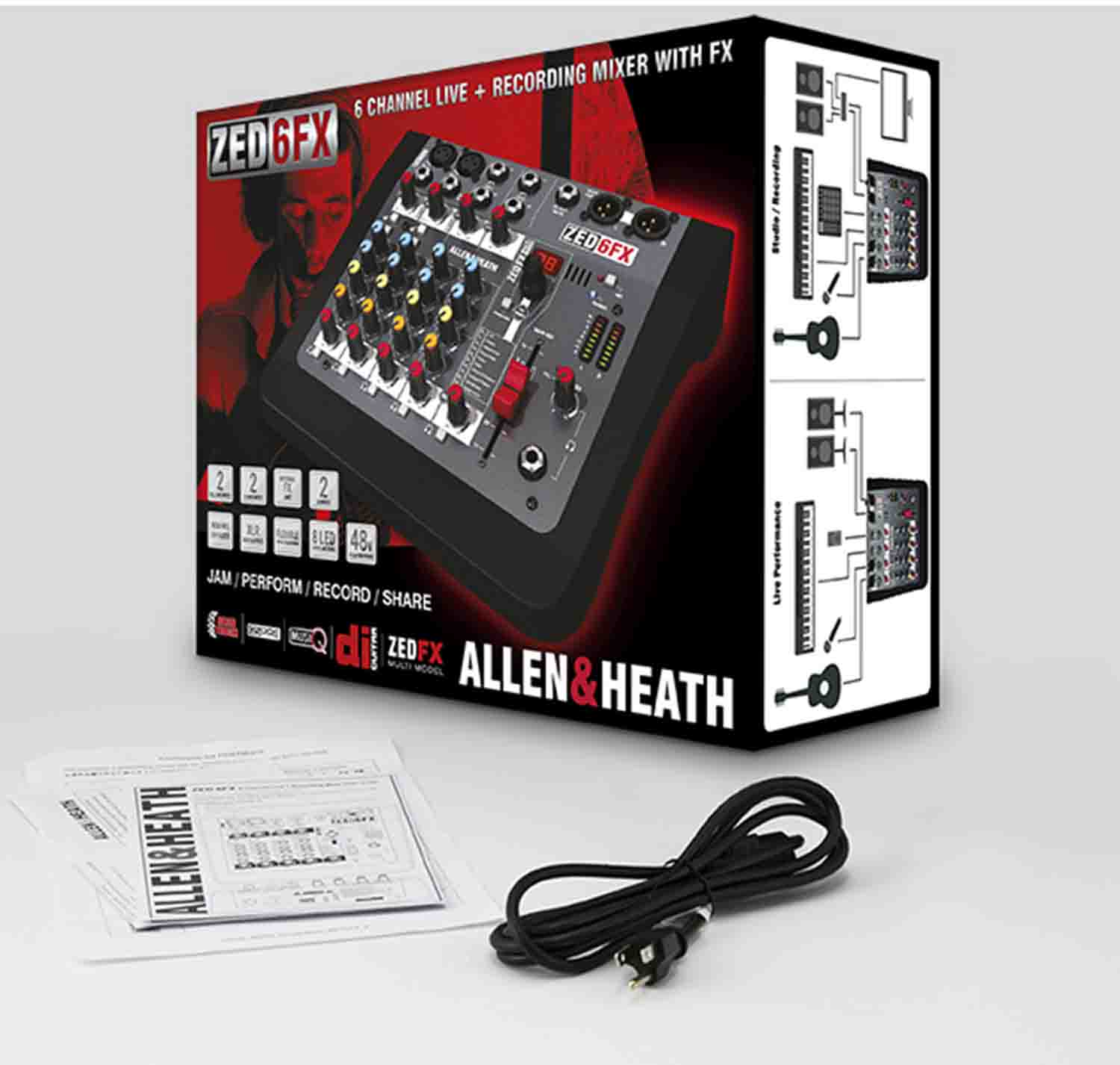 Allen And Heath Zed 6fx Compact 6 Input Analogue Mixer With Fx 9092