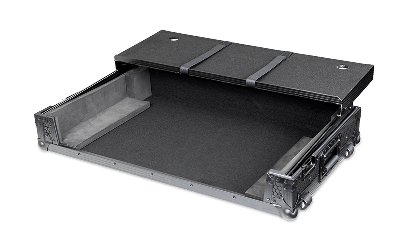 Headliner HL10016 Pitch Black Flight Case for Rane Four with Laptop Platform and Wheels - Hollywood DJ