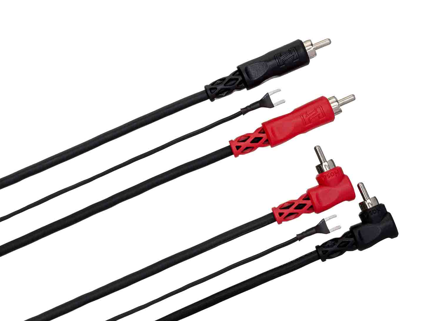 Hosa CRA-201DJ, Dual RCA to Dual Right Angle RCA with Ground Wire Stereo Interconnect Cable - 1 Meter - Hollywood DJ