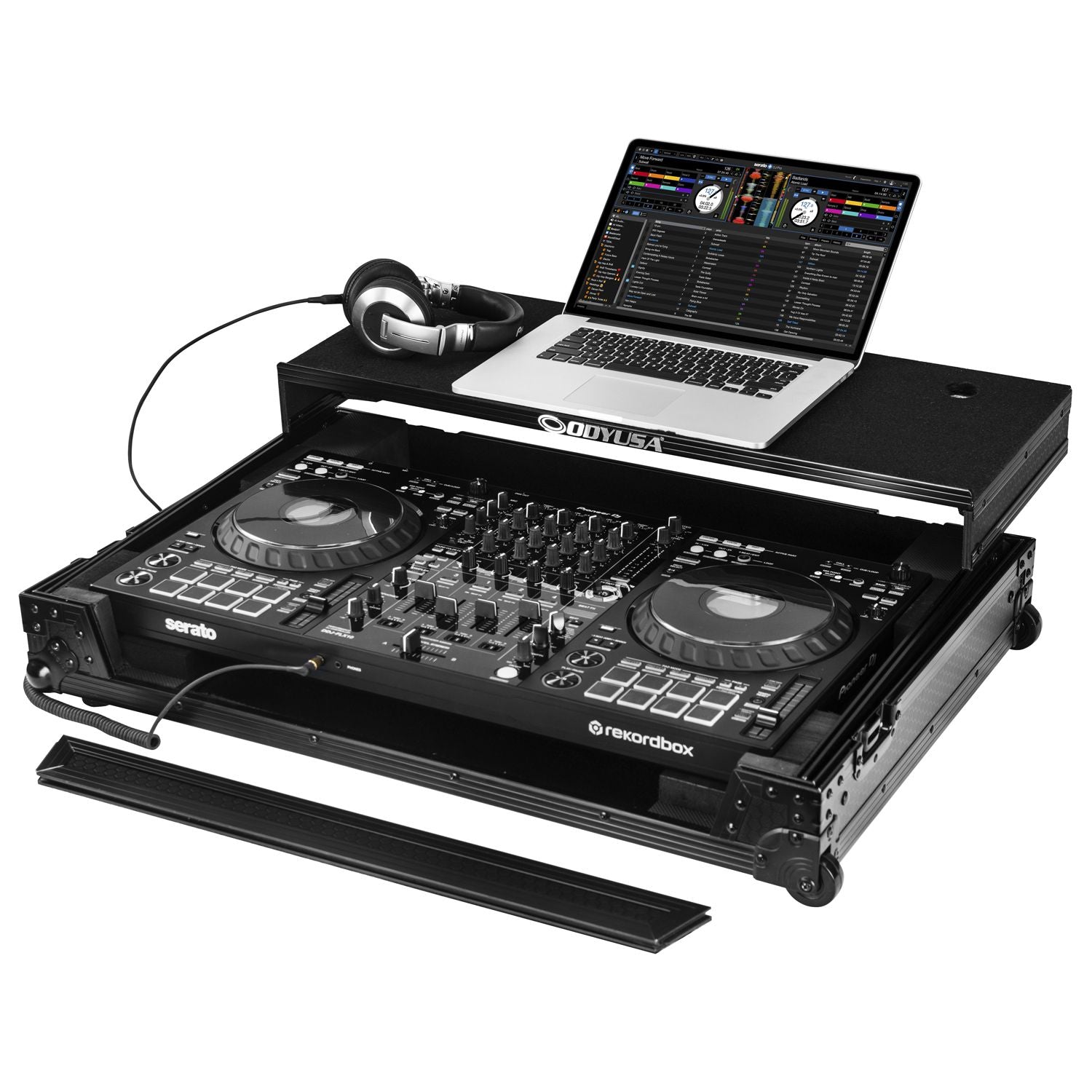 Odyssey 810GSFLX10M I-Board Flight Case with Glide Style Laptop Platform and Wheels for Pioneer DDJ-FLX10 - Hollywood DJ