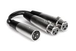 Hosa YXF-119 Y Cable, XLR3M to Dual XLR3F - 6 Inch - Hollywood DJ