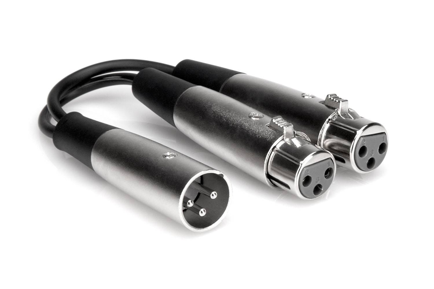 Hosa YXF-119 Y Cable, XLR3M to Dual XLR3F - 6 Inch - Hollywood DJ