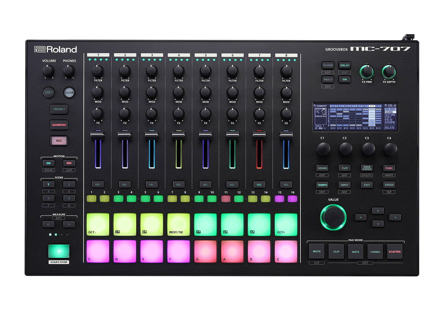 B-Stock: Roland MC-707, 8-Track Groovebox Zen Core Music Production Workstation - Hollywood DJ