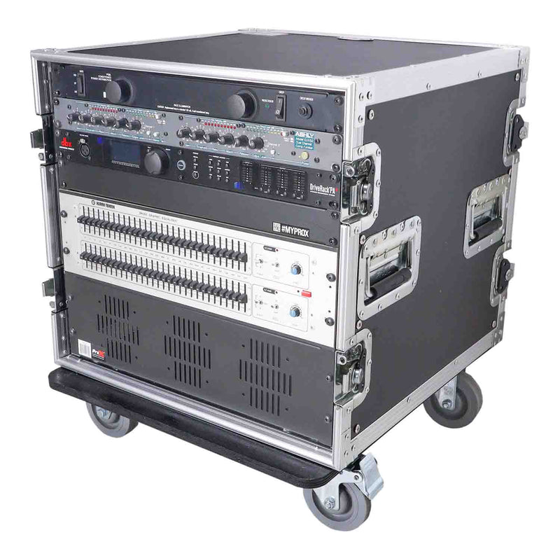 ProX T-10RSS, 10U Space Rack Mount Flight Case 19 Inch Depth with Casters - Hollywood DJ
