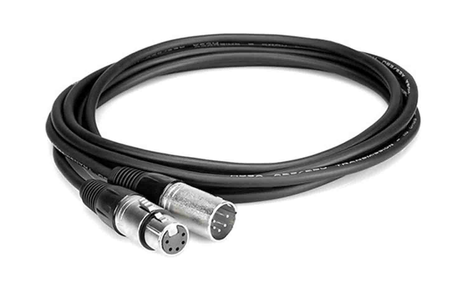 Hosa DMX-550, 5-Pin, 2-Conductor XLR5M to XLR5F DMX512 Cable, 50 feet - Hollywood DJ