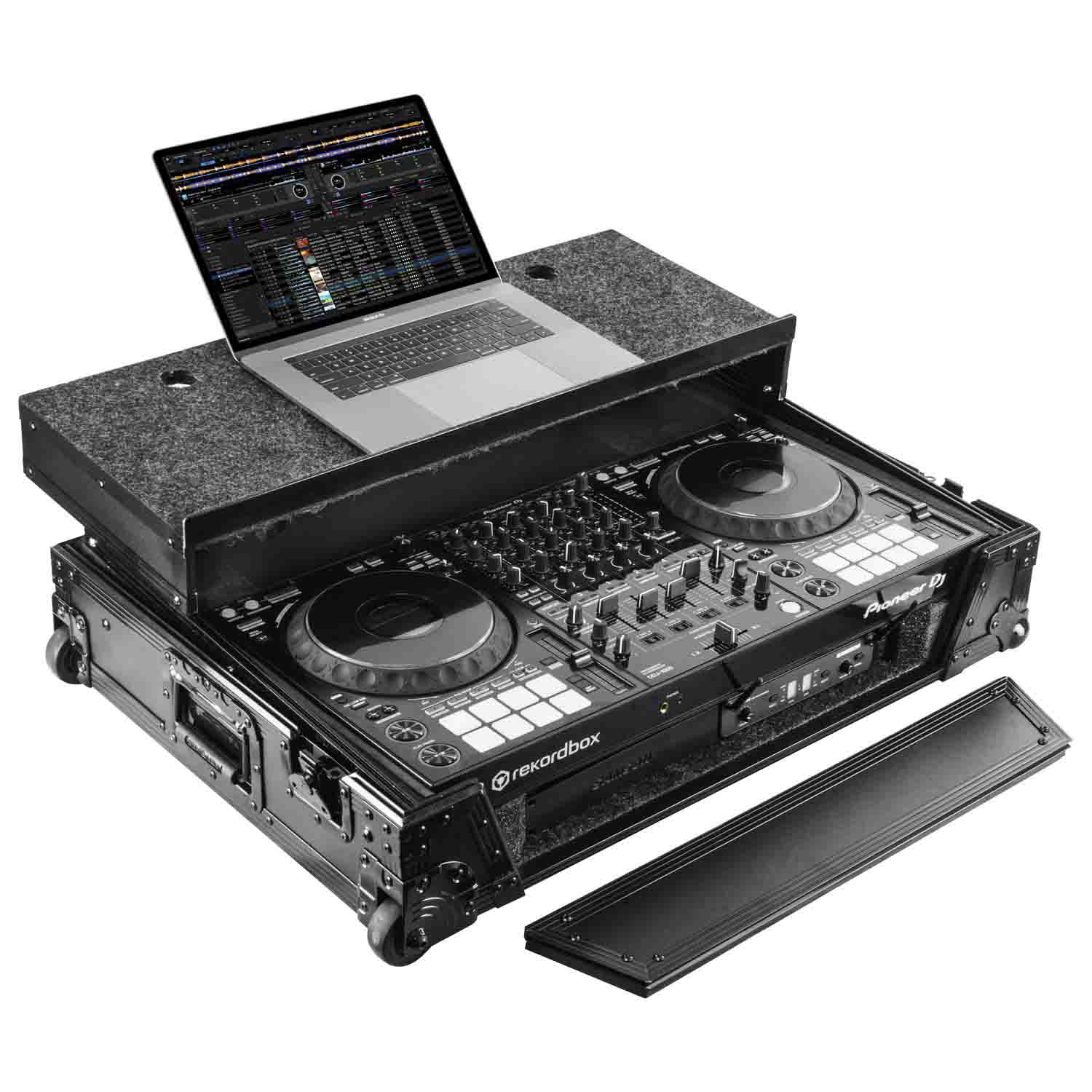 Odyssey FZGSDDJ1000BL1UCW 1u DJ Case for Pioneer DDJ-1000 / DDJ-1000SRT with Patented Glide Platform and Corner Wheels - Black - Hollywood DJ