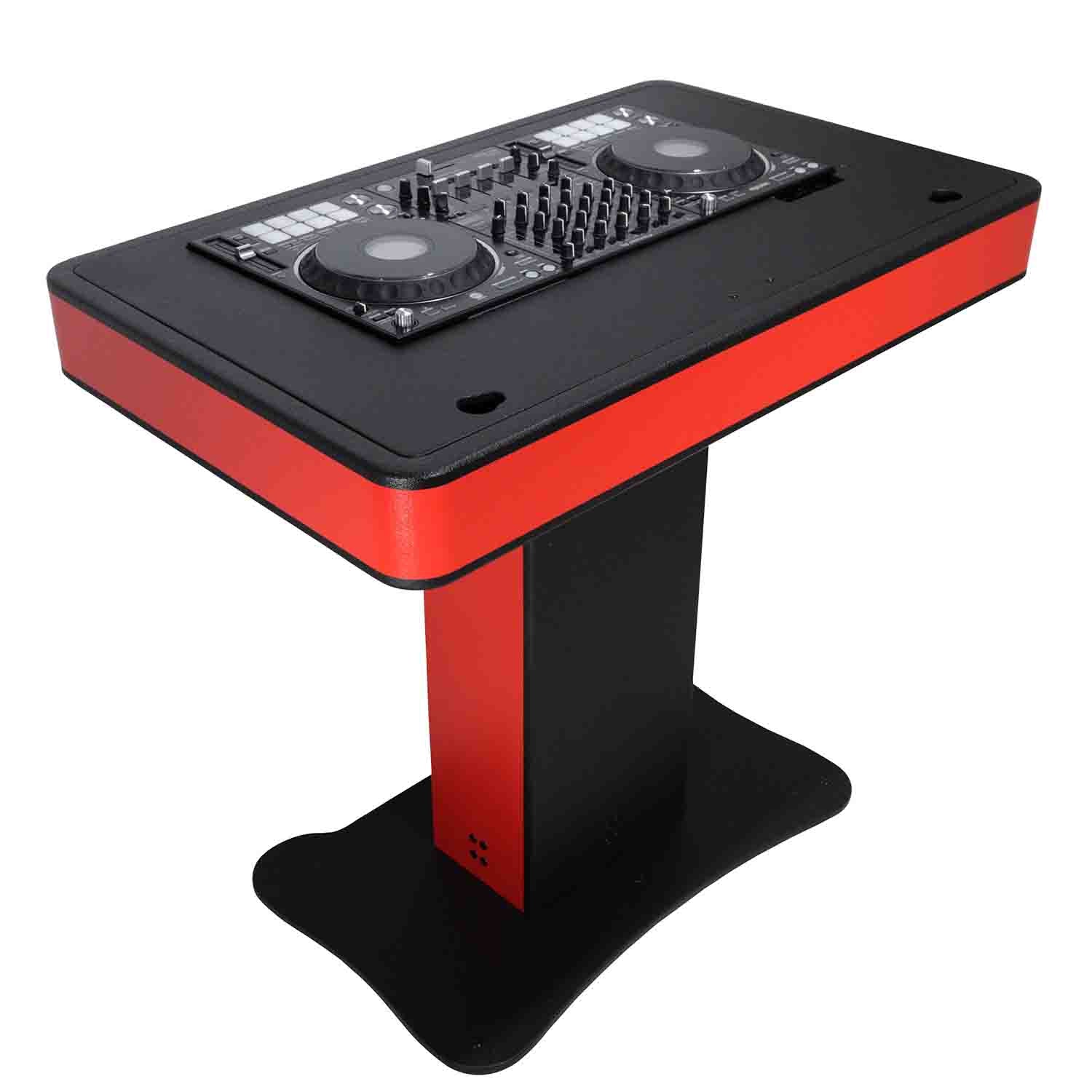 ProX XZF-DJCTRBCASE Control Tower DJ Booth with Laptop Arm and Road Cases for Pioneer XDJ-XZ, DDJ-1000 SRT, RANE ONE, and SX3 - Red Black Finish - Hollywood DJ