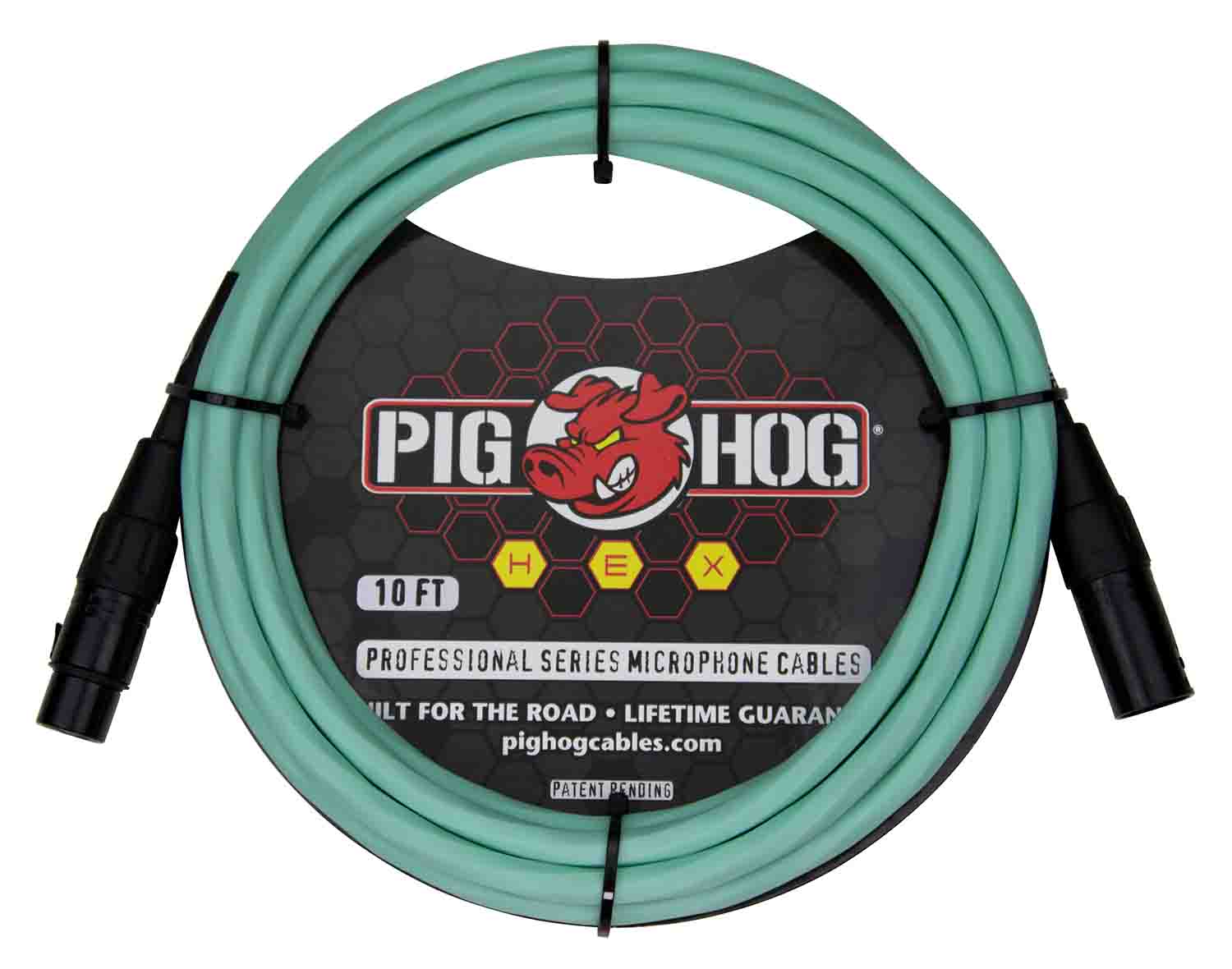 Pig Hog PHMH10SG, Hex Series Mic Cables (Seafoam Green, 10ft) - Hollywood DJ
