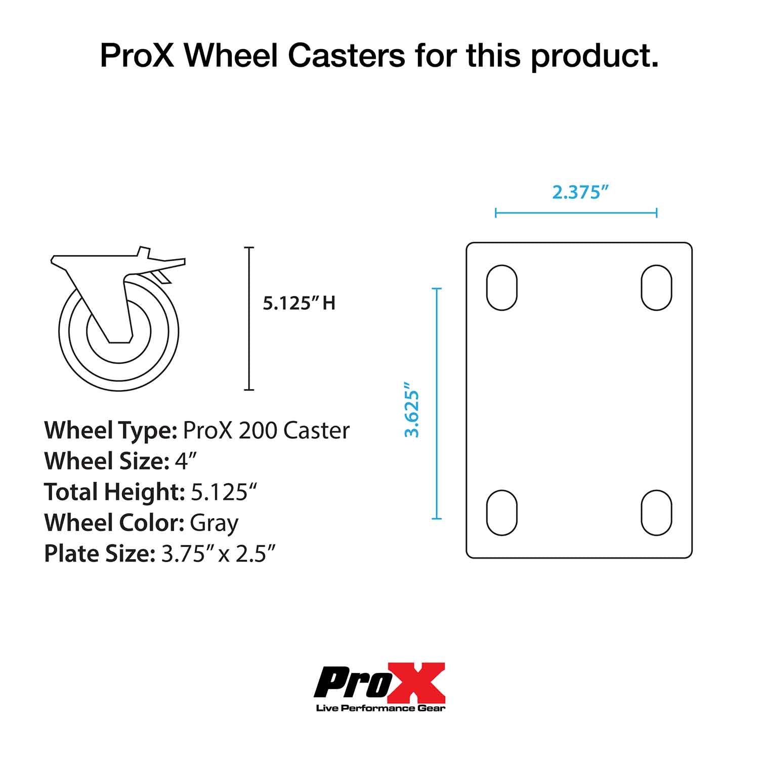 ProX XS-UTL10W Utility Storage Case with 4X 4 Wheels - Silver on Black - Hollywood DJ