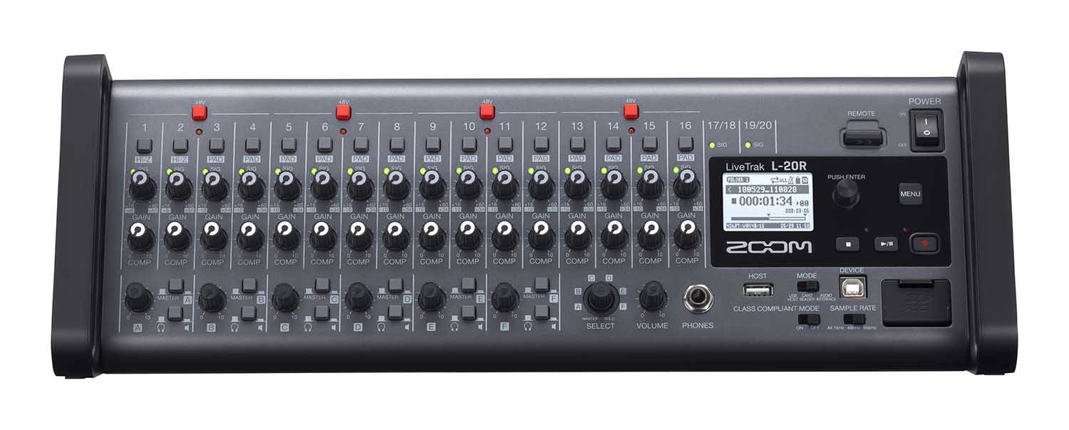 Zoom LiveTrak L-20R Portable Wireless Control With 20 Discrete Channels DJ Mixer - Hollywood DJ