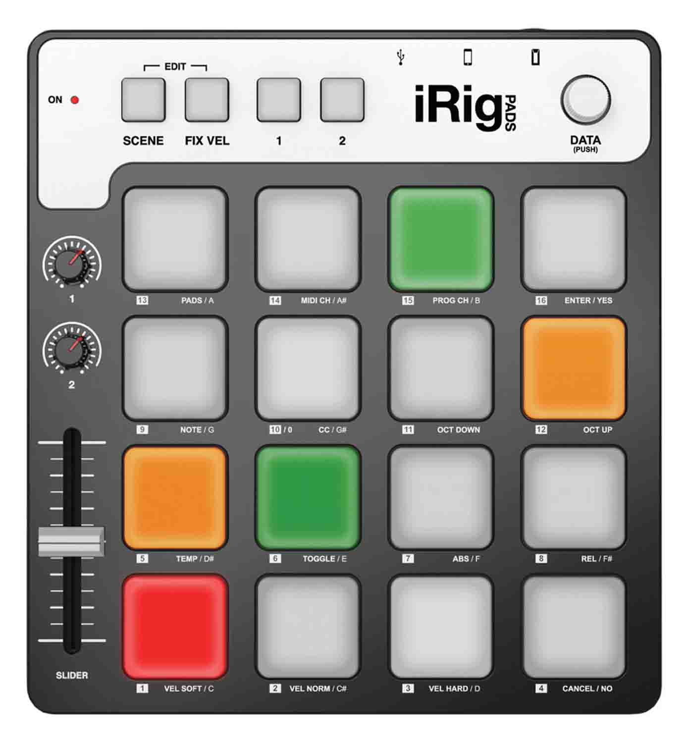 IK Multimedia iRig PADS USB-MIDI Pad Controller for iOS, Android, Mac, and PC - Hollywood DJ