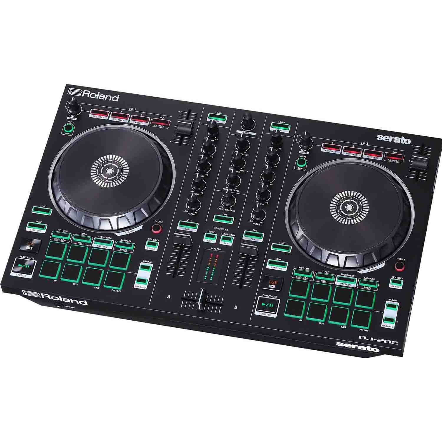 Roland DJ-202, 2-Channel, 4 Deck DJ Controller for Serato DJ Lite - Hollywood DJ
