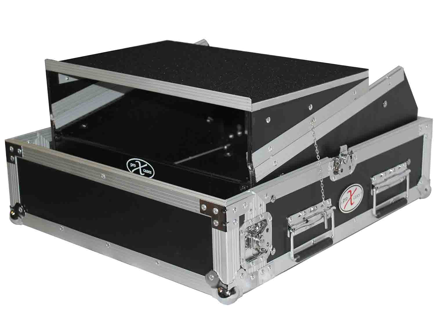 ProX T-2MRLT, 2U Rack x 10U Top Mixer DJ Combo Flight Case with Laptop Shelf - Hollywood DJ