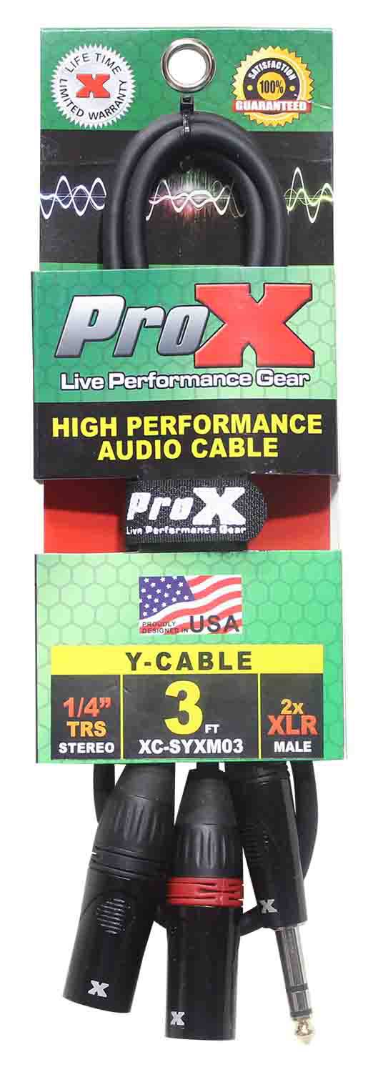Prox XC-SYXM03 1/4" TRS-M Stereo to Dual XLR3-M High Performance Y Cable - 3 Feet - Hollywood DJ