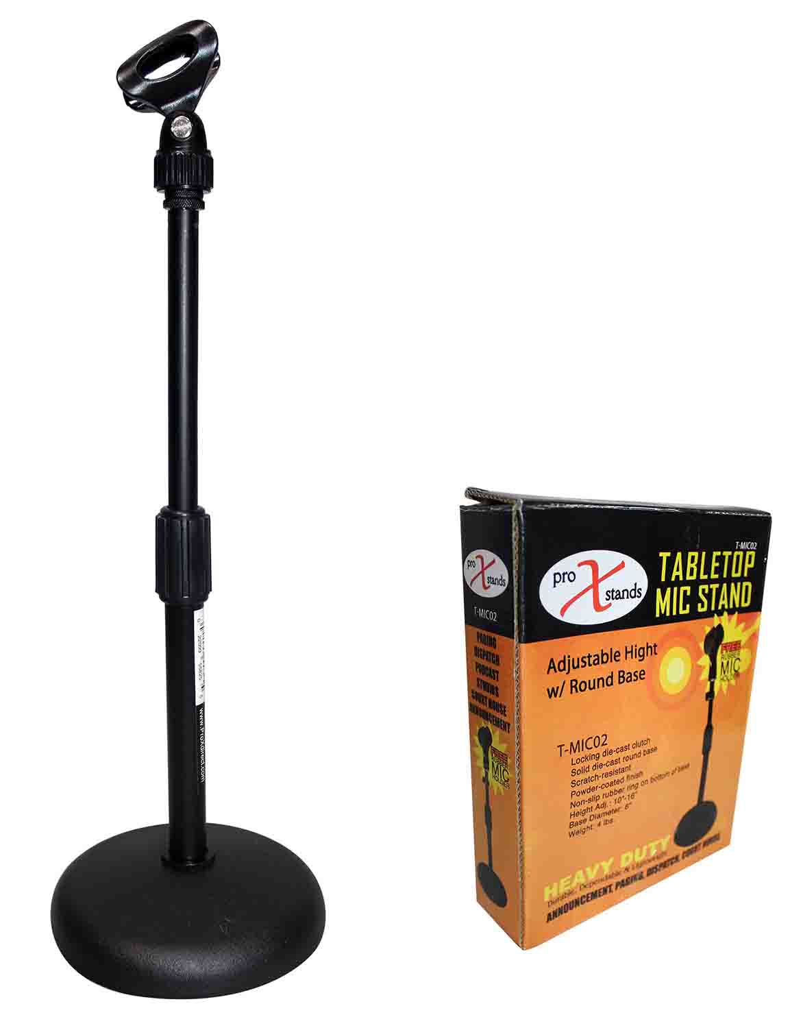 ProX T-MIC02 Desktop Microphone Stand with 6" Round Base - Hollywood DJ