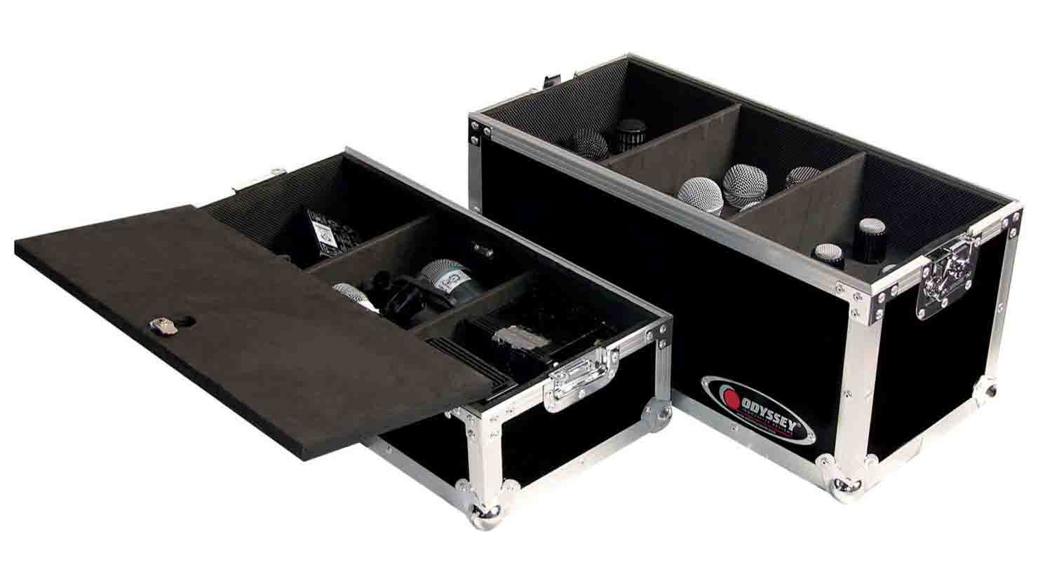 Odyssey FZMIC18 Handheld Microphone Flight Case with Storage Compartment for 18 Microphones - Hollywood DJ