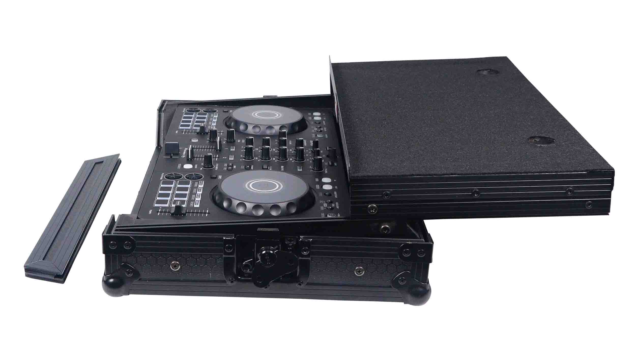 ProX X-DDJFLX4LTBL ATA Flight Road Case for Pioneer DDJ-FLX4, DDJ-SB3, DDJ-400 DJ Controller with Laptop Shelf - Black Finish - Hollywood DJ