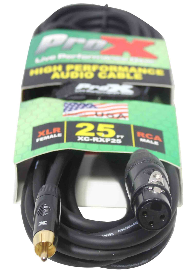 Prox XC-RXF25 Unbalanced RCA to XLR-F High Performance Audio Cable - 25 Feet - Hollywood DJ