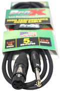 Prox XC-PXF05 Unbalanced 1/4" TS-M to XLR-F High Performance Audio Cable - 5 Feet - Hollywood DJ