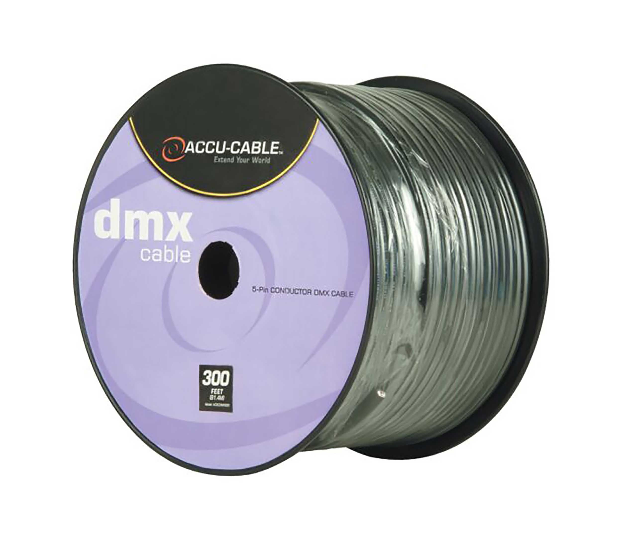 Accu-Cable AC5CDMX300, 5-Pin 22 AWG DMX Cable Spool - 300 Ft by Accu Cable