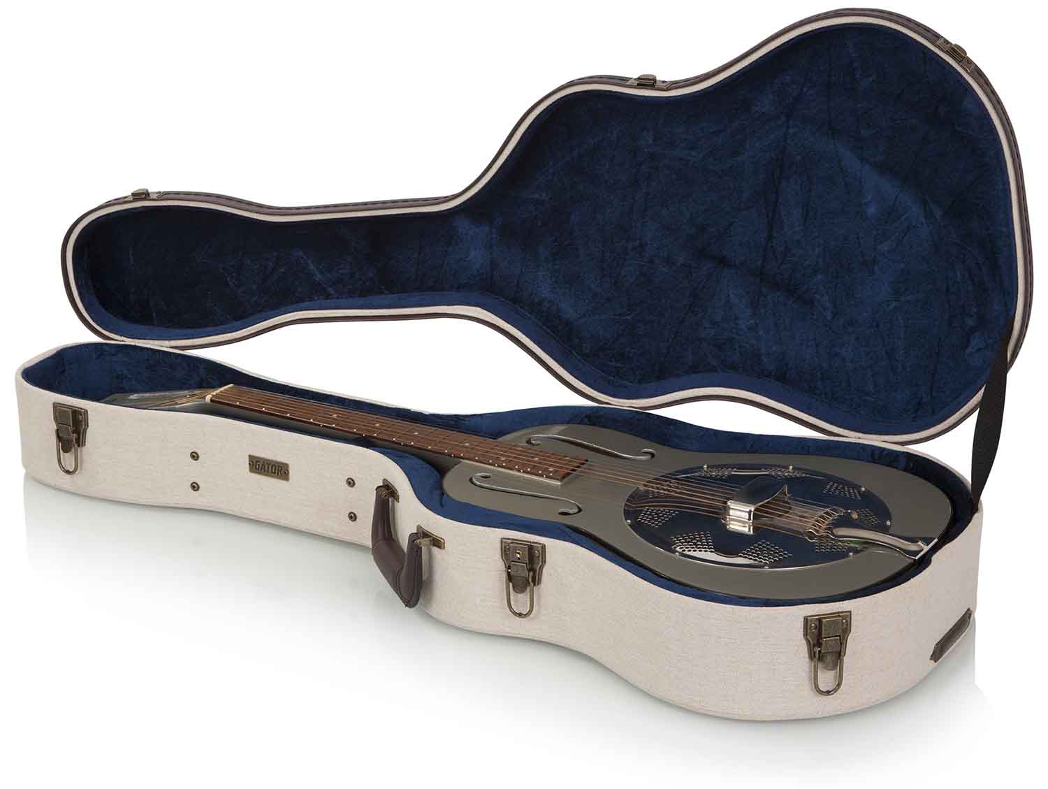 Gator Cases GW-JM RESO, Deluxe Wood Case for Resonator Guitars - Journeyman Burlap Exterior - Hollywood DJ