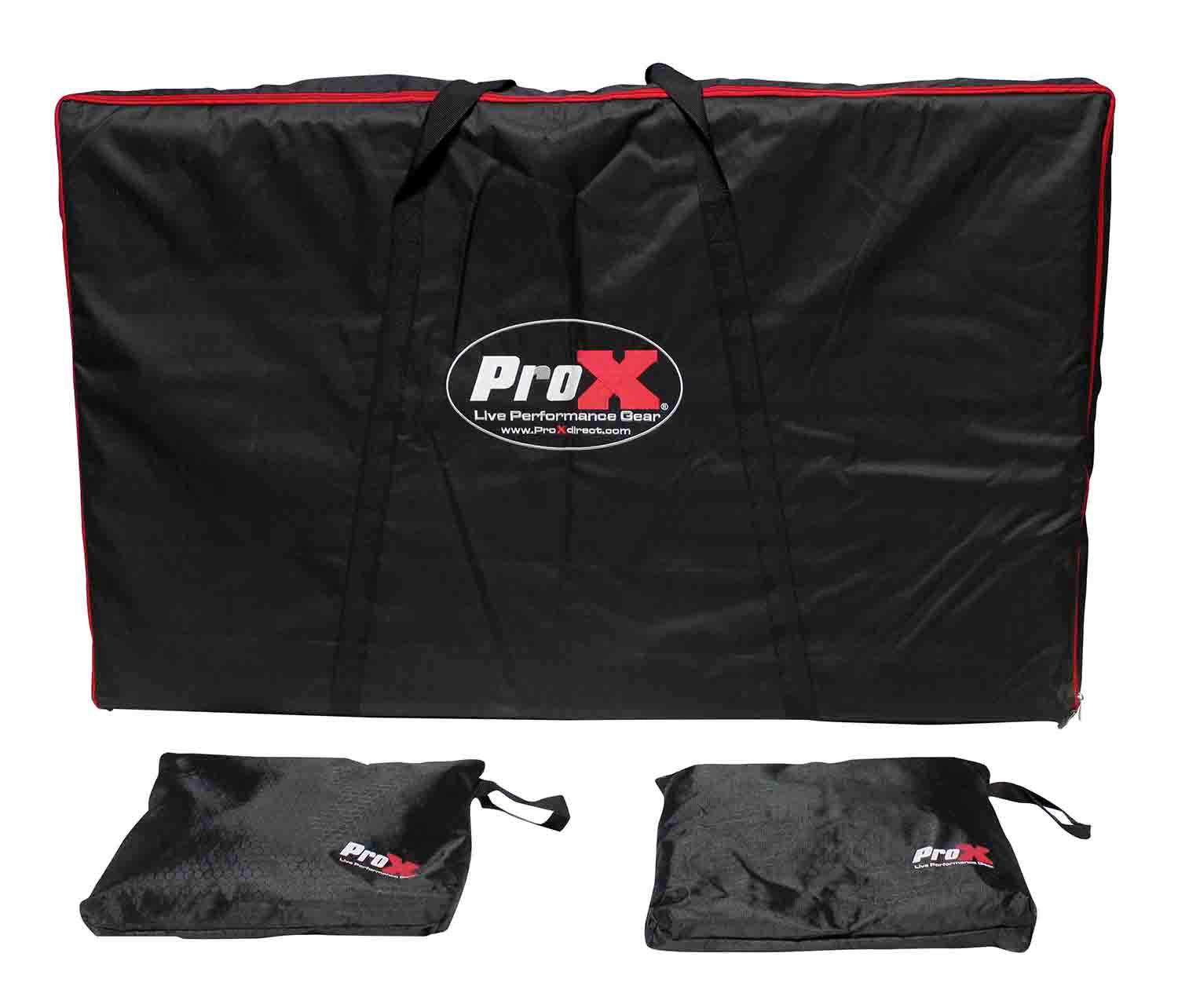 ProX XF-4X3048W MK2 Four Panel Collapse and Go DJ Facade With White Frame and Carry Bag - Black and White Scrims - Hollywood DJ