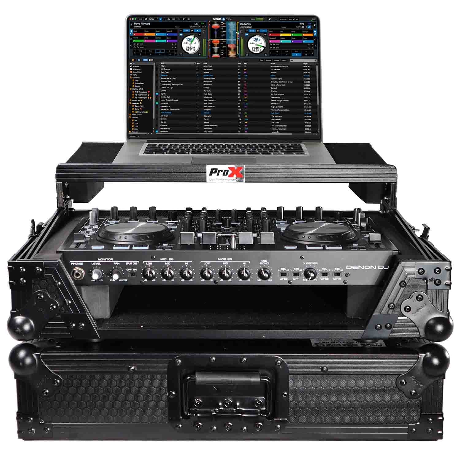 B-Stock: ProX XS-DNMC6000LTBL DJ Flight Case for Denon DNMC6000 - MC6000MK2 Digital Controller - Black on Black - Hollywood DJ