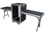 Prox T-16RSP24DST 16U Vertical Shockproof Amp/Rack Case with Dual Side Tables and 4 Casters - 24" Rail to Rail - Hollywood DJ