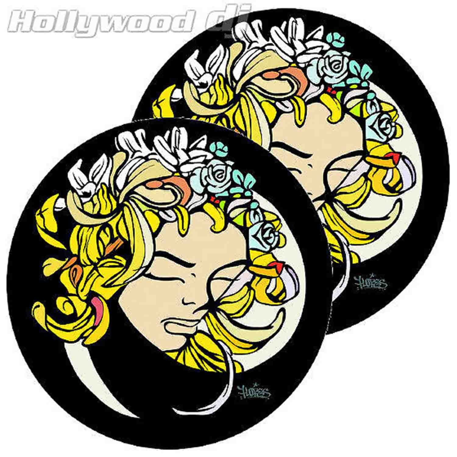 Sicmats DJ Turntable Slipmats 'FLORES' Sic Mats Slip Mat Set Scratch Pad - Pair - Hollywood DJ