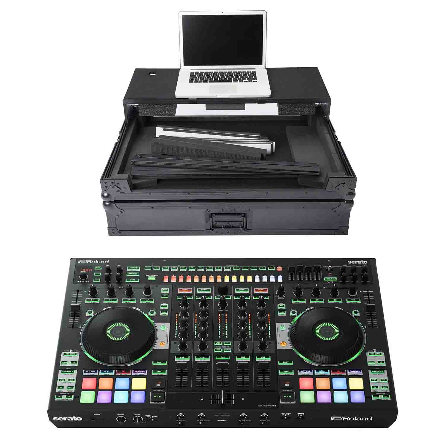 Magma DJ Package with MGA40982 Multi-Format DJ Workstation Case and Roland DJ-808 DJ Controller - Hollywood DJ