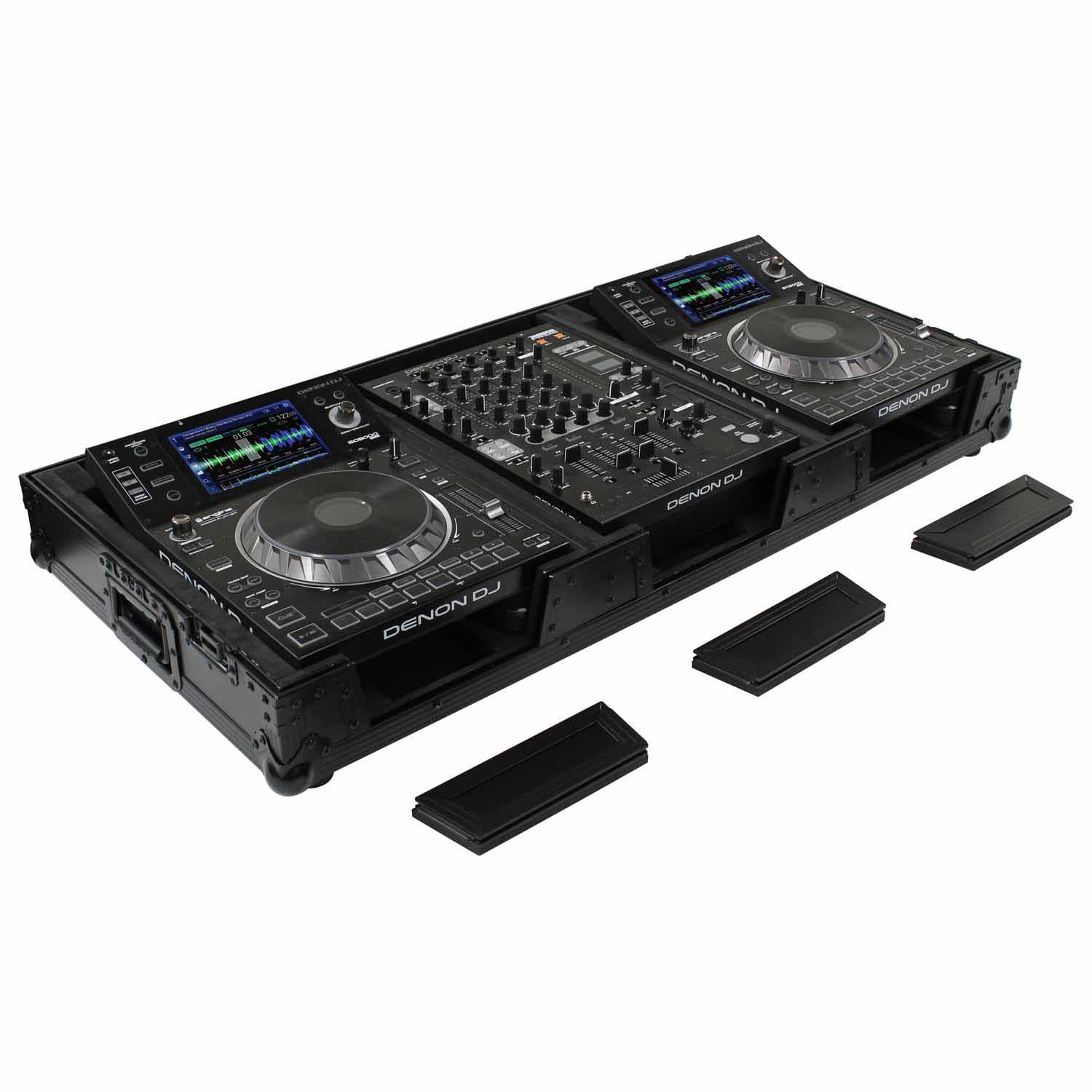Odyssey FZ12CDJWXD2BL Coffin Flight Case For 12″ Format DJ Mixer and Two Large Format Media Players Odyssey