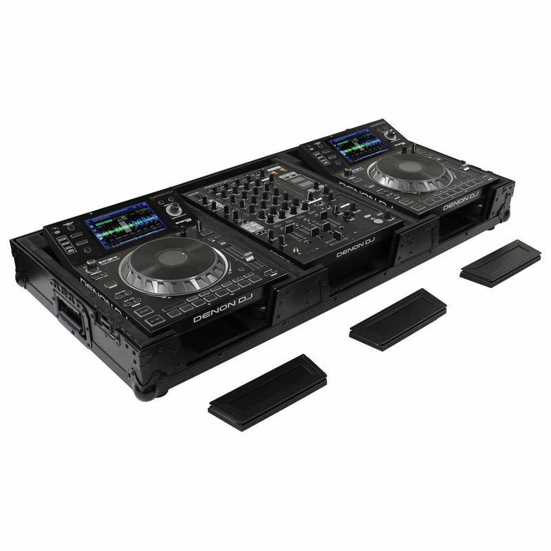 Odyssey FZ12CDJWXD2BL Coffin Flight Case For 12″ Format DJ Mixer and Two Large Format Media Players Odyssey