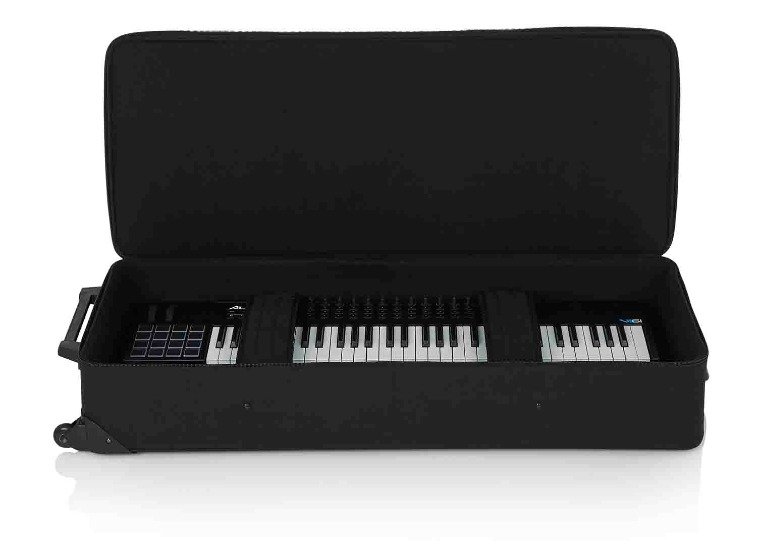 Gator Cases GK-61 Rigid EPS Foam Lightweight DJ Case for 61 Note Keyboards with Wheels - Hollywood DJ