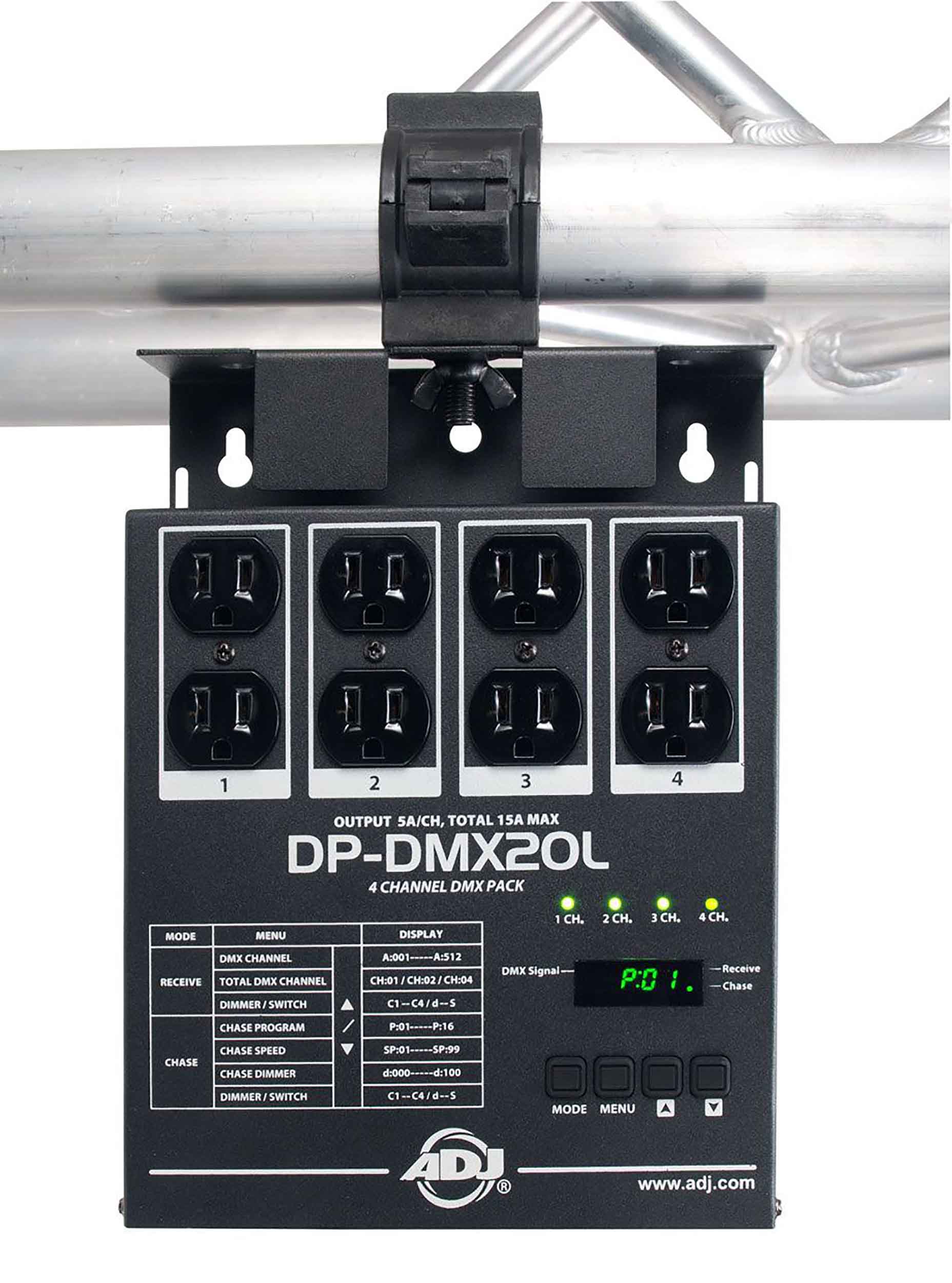 ADJ DP-DMX20L, Compact Portable DP, 4-Channel Universal DMX Dimmer and Switch Pack by ADJ