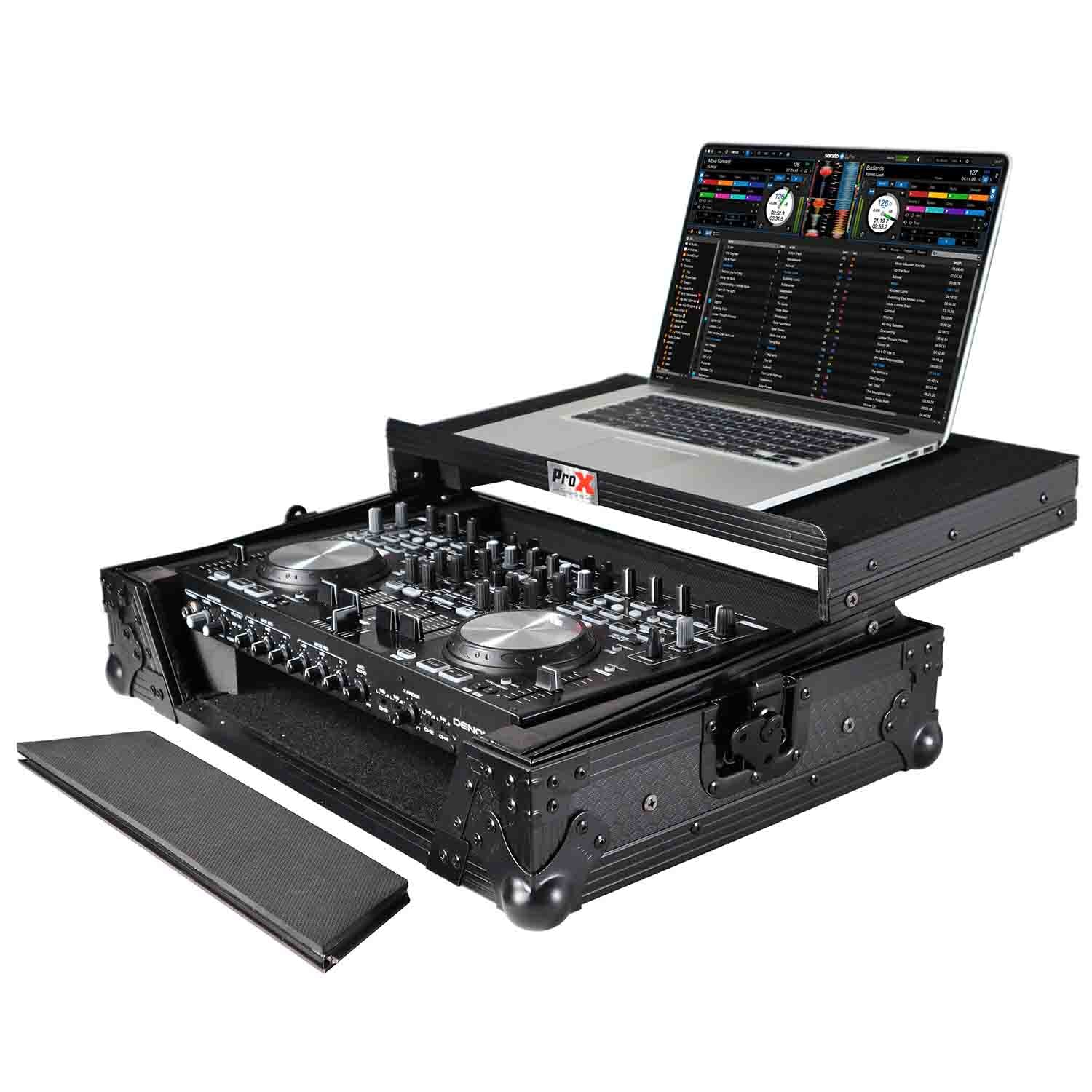 B-Stock: ProX XS-DNMC6000LTBL DJ Flight Case for Denon DNMC6000 - MC6000MK2 Digital Controller - Black on Black - Hollywood DJ