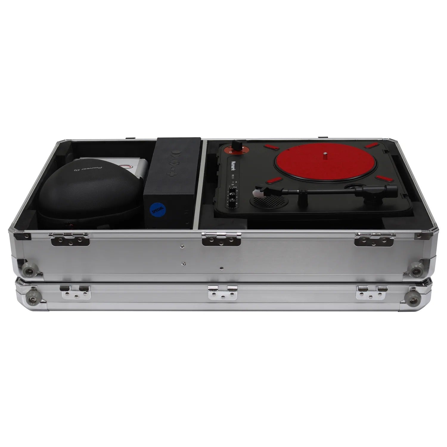 Open Box: Odyssey KPT01SCSIL Portablist DJ Case for Numark PT01 with Side Compartment - Silver - Hollywood DJ