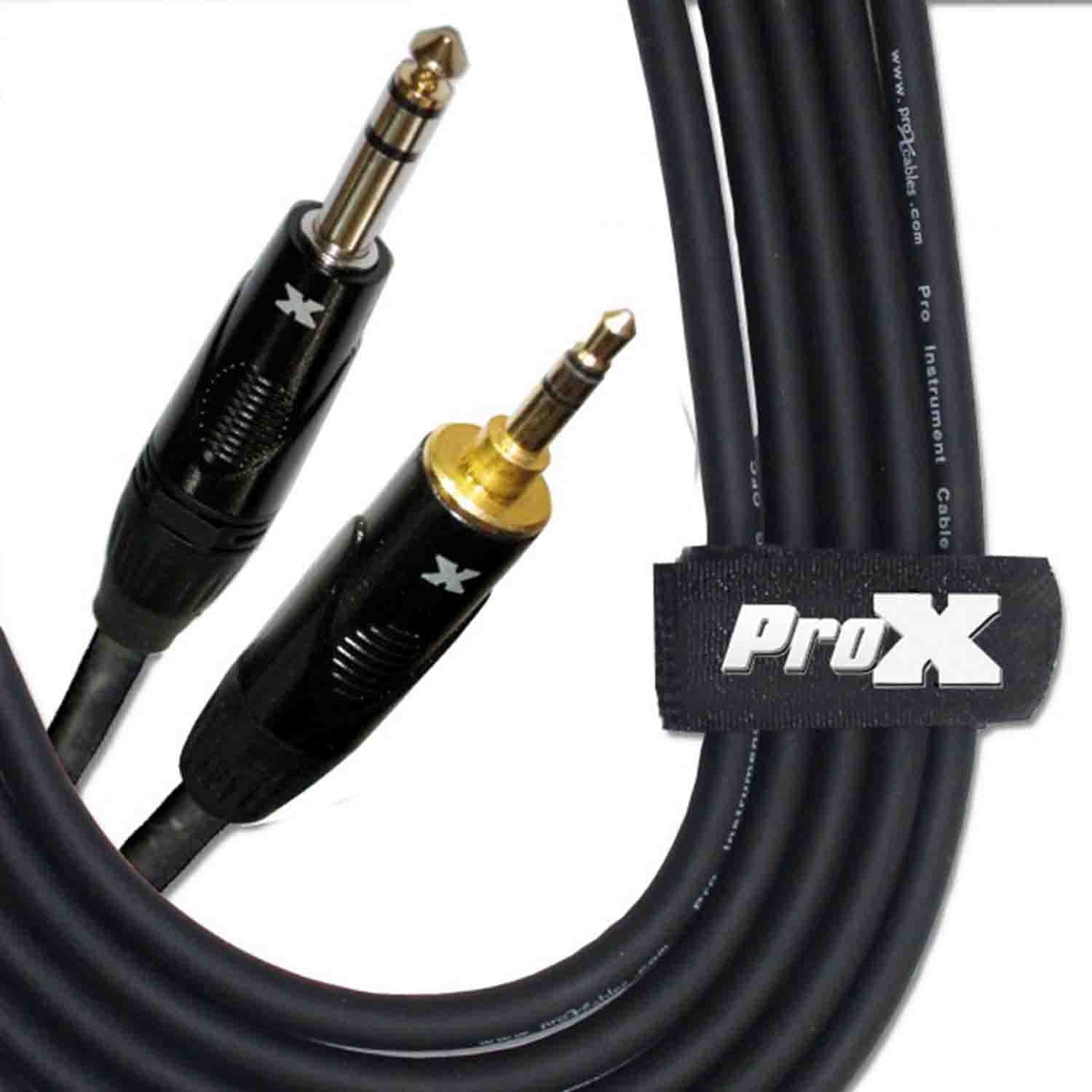 Prox XC-MS10 Balanced TRS-M Mini 1/8" to TRS-M High Performance Audio Cable - 10 Feet - Hollywood DJ