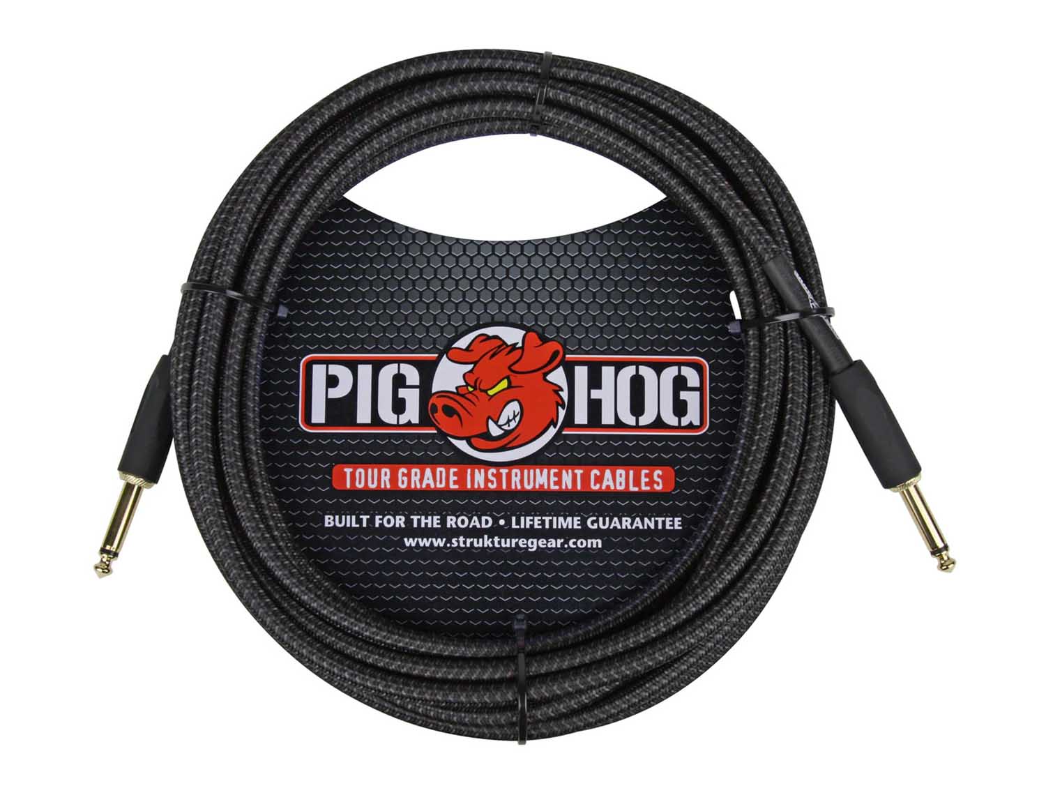 Pig Hog PCH20BK, 20-ft Instrument Cable - Black Woven - Hollywood DJ