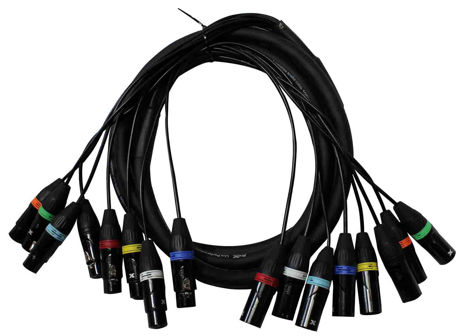 Prox XC-8XLR10, 8 Channel XLR3-F to XLR3-M Balanced Snake Cable - 8 Feet - Hollywood DJ