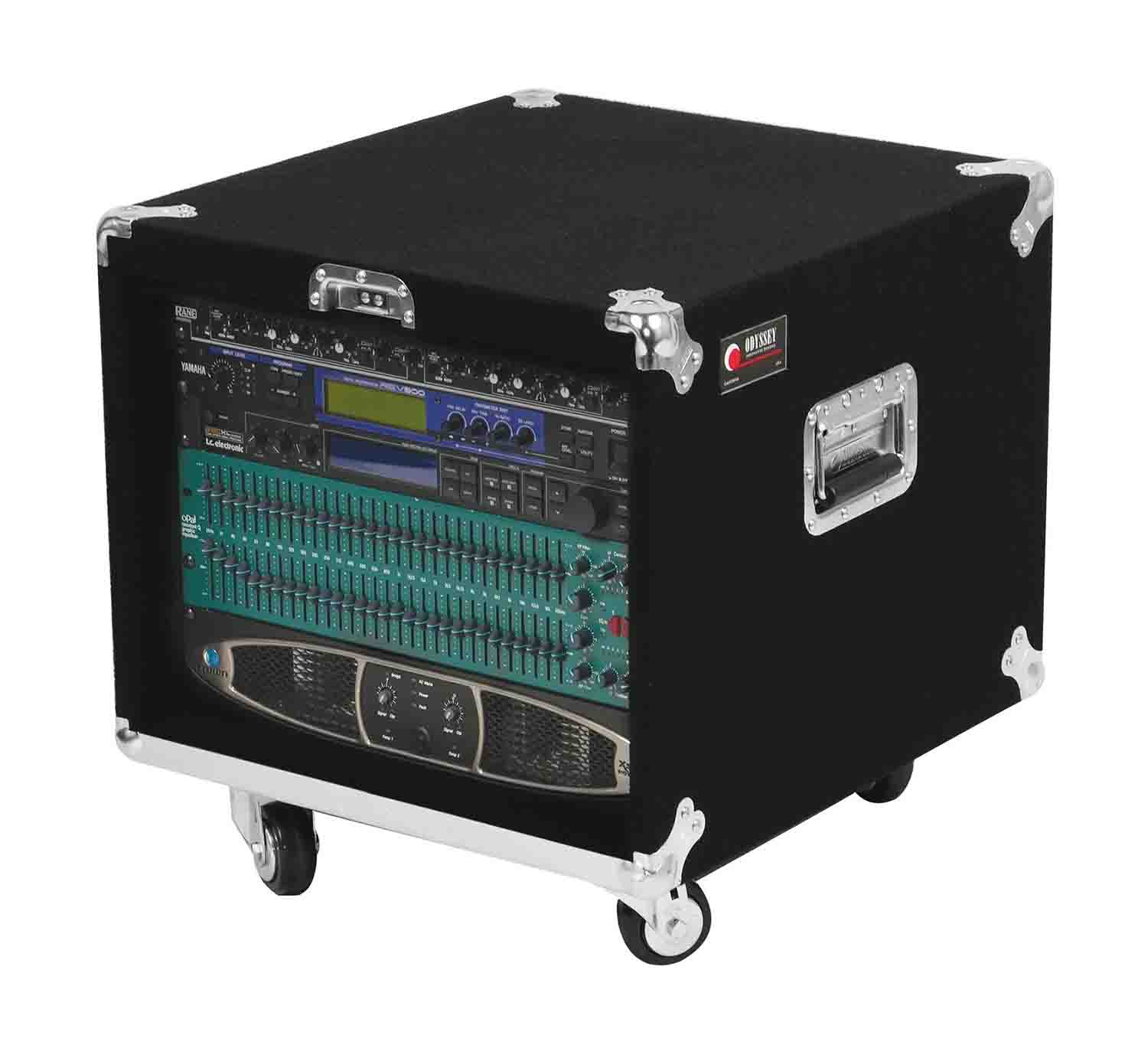 Odyssey CRP08W Pro 8U Carpeted Amp Rack Case with Wheels - Hollywood DJ
