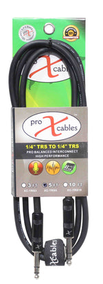 Prox XC-TRS05 Balanced 1/4" TRS-M to TRS-M High Performance Audio Cable - 5 Feet - Hollywood DJ