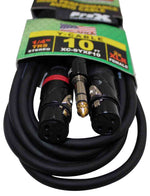 Prox XC-SYXF10 High Performance Y Cable 1/4" TRS-M Stereo to Dual XLR-F - 10 Feet - Hollywood DJ