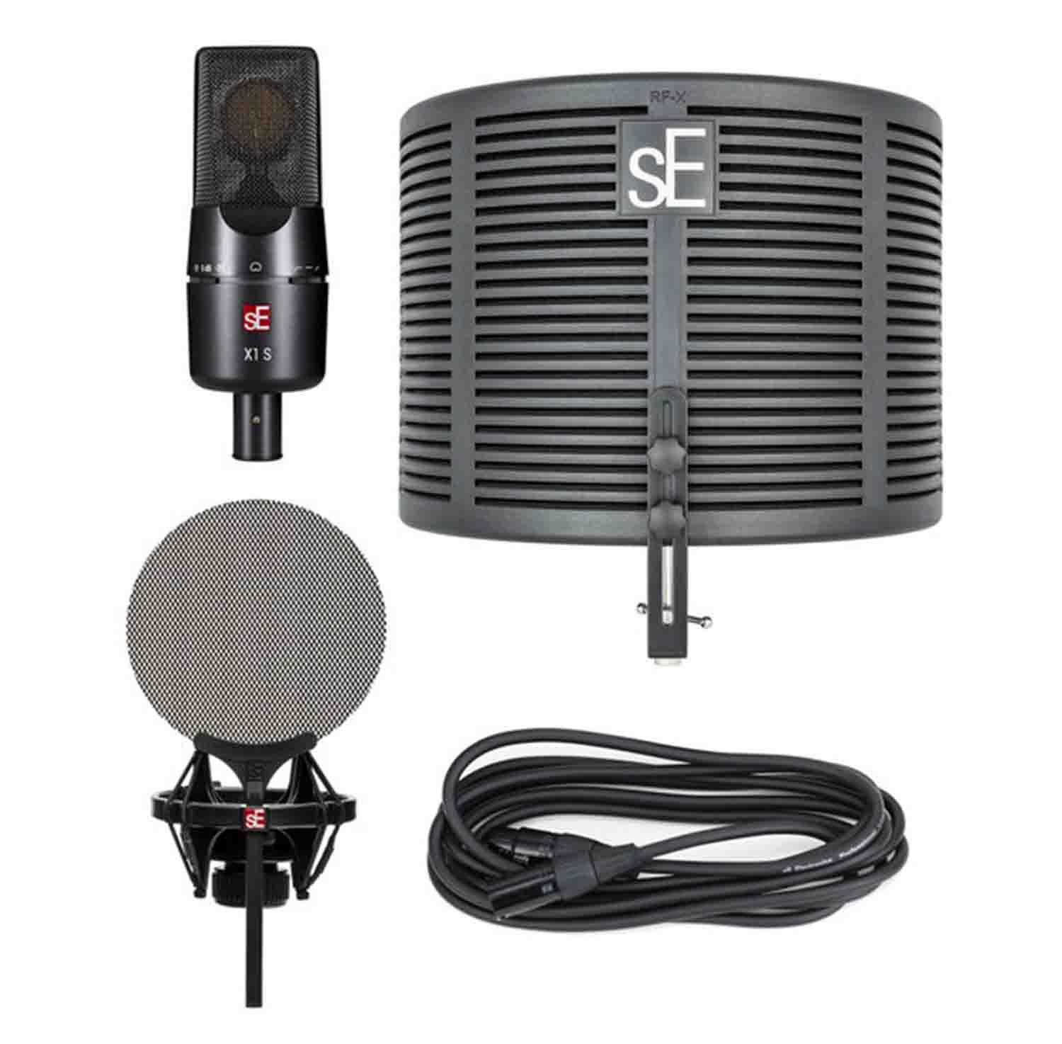 sE Electronics X1 S Studio Bundle Microphone with Shockmount and Reflexion Filter X - Hollywood DJ
