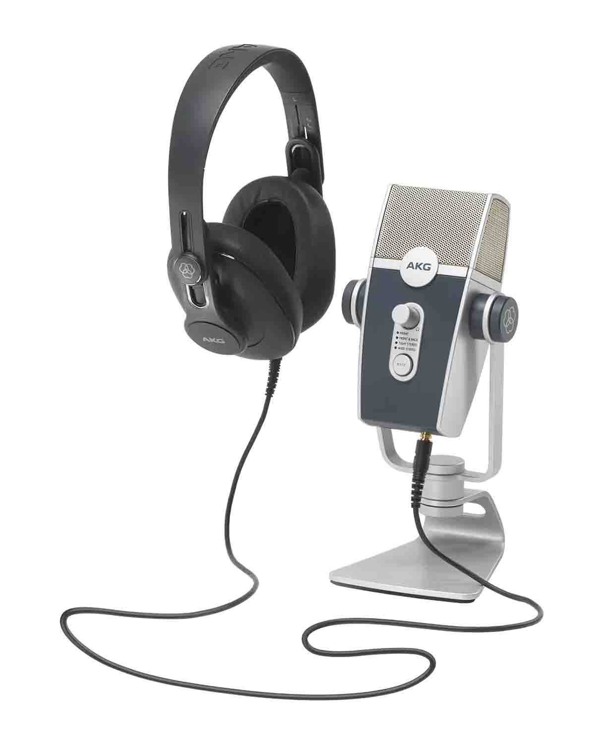 AKG PODCASTER ESSENTIALS Bundle Lyra USB Microphone and AKG K371 Headphones - Hollywood DJ